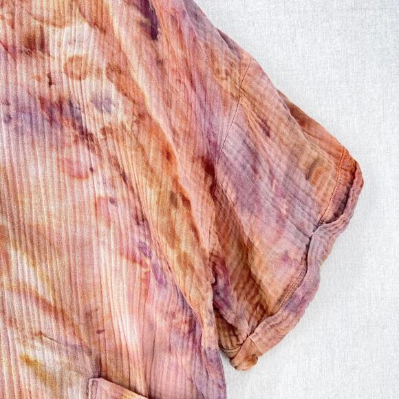 THUNDER TEXTILE Upcycled Tie Dye Gauze Dress Womens Small PInk Purple Cotton - Picture 8 of 12